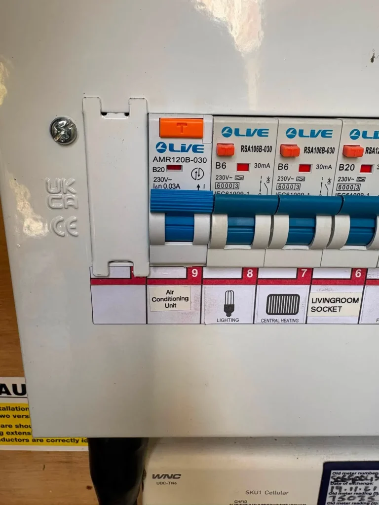 Dedicated electrical supply for the Mitsubishi air conditioning installation in Halesowen