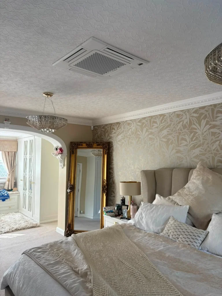 Ceiling cassette air conditioning unit installed in a bedroom in Wordsley, West Midlands