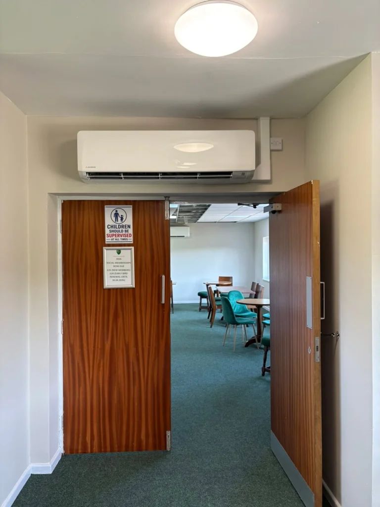 Heating and cooling system installed in Marston Green Cricket Club clubhouse